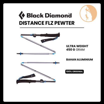 Black Diamond Distance FLZ Pewter (Aluminum) NEW - Running/Trekking Poles