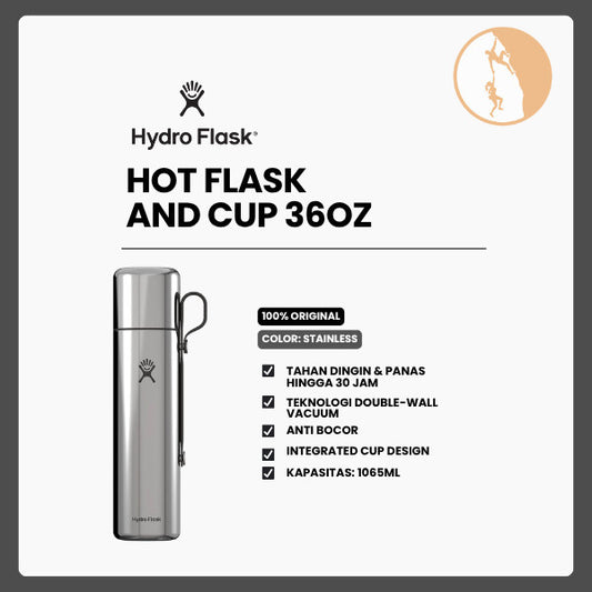 Termos/Botol Minum/Tumbler - Hydro Flask Hot Flask and Cup 36oz/1065ml (Stainless)