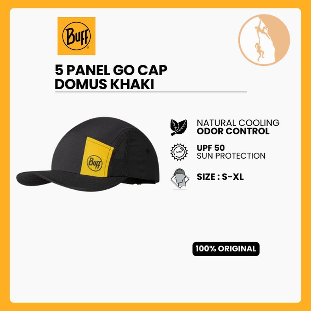 Buff 5 Panel Go Cap Logo Black - Topi Lari/Trail Running