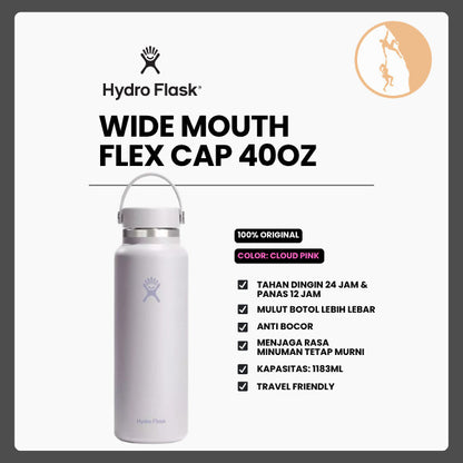 Botol Minum/Tumbler Stainless Steel - Hydro Flask Wide Mouth Flex Cap 40oz/1183ml (Cloud Pink)