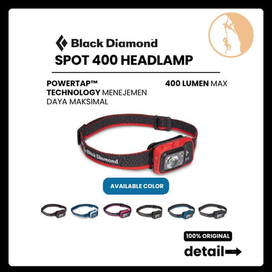 Black Diamond Spot 400 Headlamp Original - Senter Kepala Hiking/Traili Running/Climbing/Camping