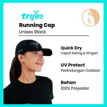 Trijee ES  Running Cap / Topi Lari Unisex - Black