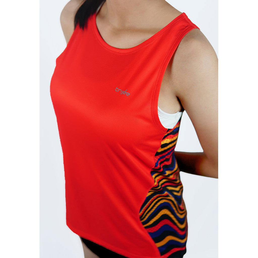 Trijee  Messina II (Red Wavy) - Women Racerback /Tank Top/Jersey Sleeveless