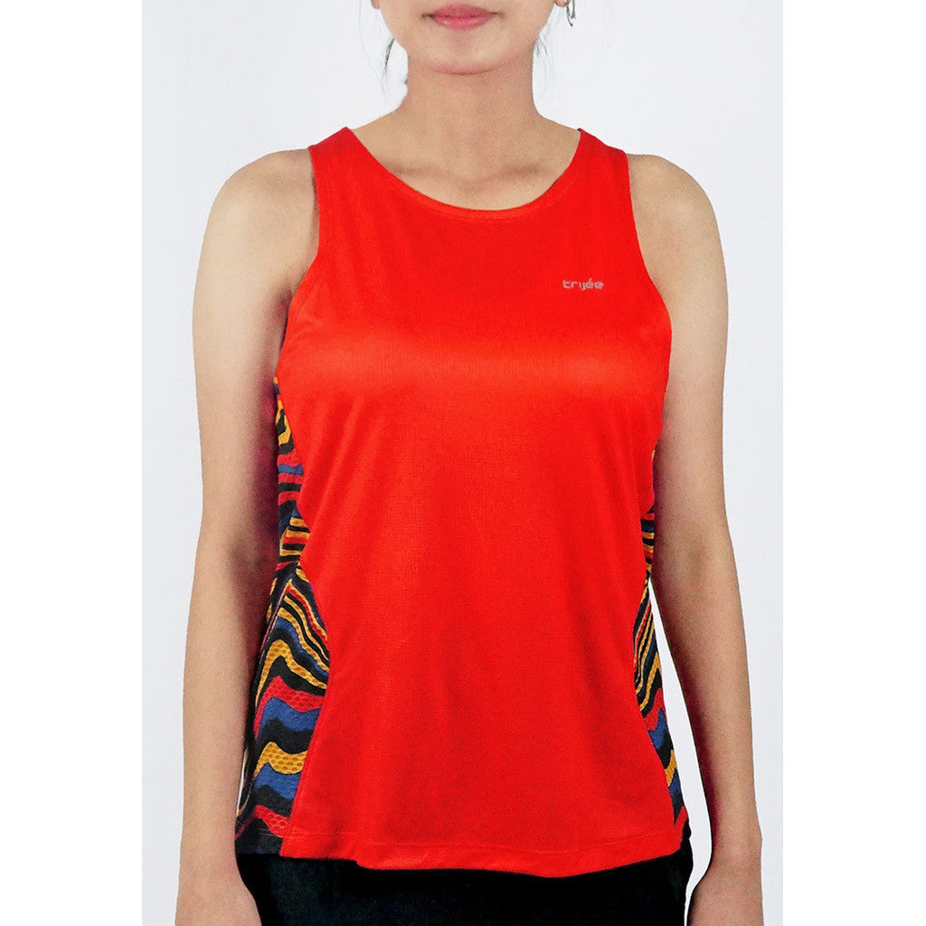 Trijee  Messina II (Red Wavy) - Women Racerback /Tank Top/Jersey Sleeveless