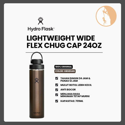 Botol Minum/Tumbler Stainless Steel - Hydro Flask Lightweight Wide Flex Chug Cap 24oz/709ml (Obsidian)