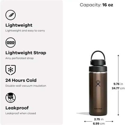 Botol Minum/Tumbler Stainless Steel - Hydro Flask Lightweight Wide Flex Chug Cap 16oz/473ml (Obsidian)