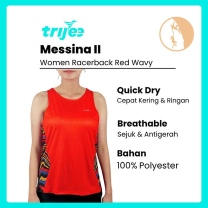 Trijee  Messina II (Red Wavy) - Women Racerback /Tank Top/Jersey Sleeveless