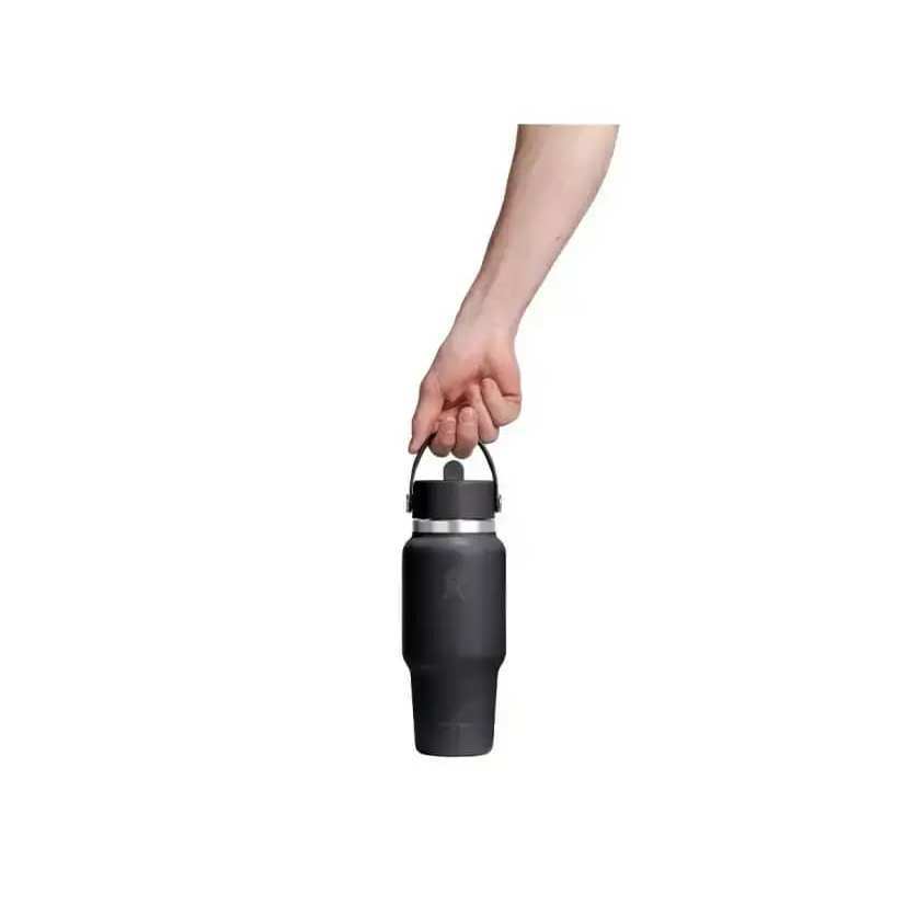 Botol Minum/Tumbler Berpergian - Hydro Flask Wide Mouth Flex Straw Cap Travel Bottle 24oz (Black 2.0)