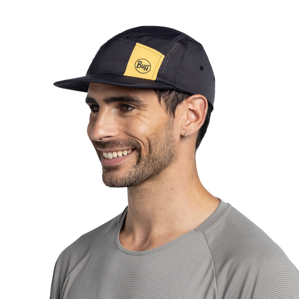 Buff 5 Panel Go Cap Logo Black - Topi Lari/Trail Running