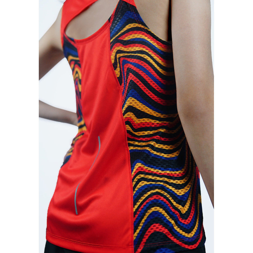 Trijee  Messina II (Red Wavy) - Women Racerback /Tank Top/Jersey Sleeveless