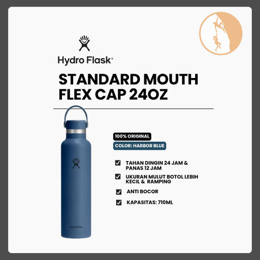 Botol Minum/Tumbler Ringan - Hydro Flask Standard Mouth Flex Cap 24oz/710ml (Harbor Blue)