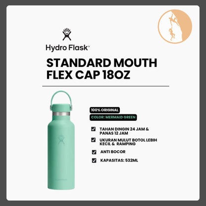 Botol Minum/Tumbler Ringan - Hydro Flask Standard Mouth Flex Cap 18oz/532ml (Mermaid Green)