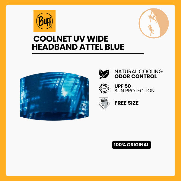Buff Original Coolnet UV Wide Headband Attel Blue
