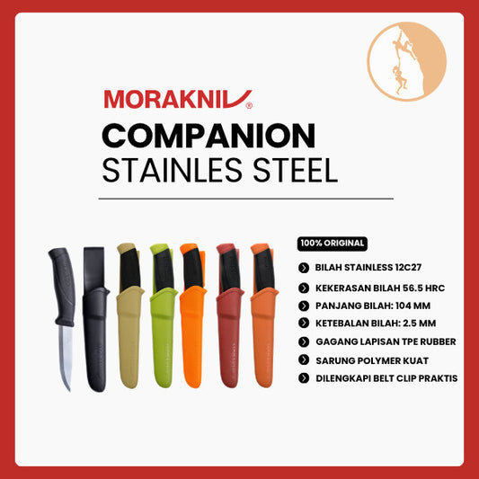 Pisau Stainless Steel/Outdoor/Bushcraft - Morakniv Companion (S)