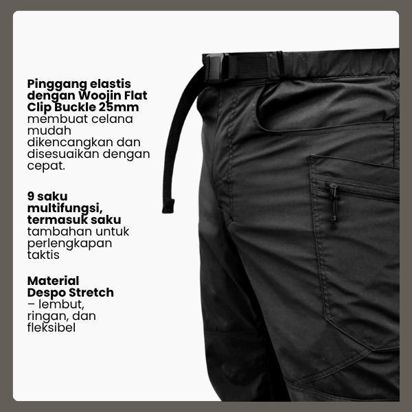 Celana Gunung/Kargo Pria - Pinnacle Nine Pocket Hike Pant (Black)