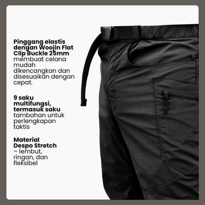 Celana Gunung/Kargo Pria - Pinnacle Nine Pocket Hike Pant (Black)