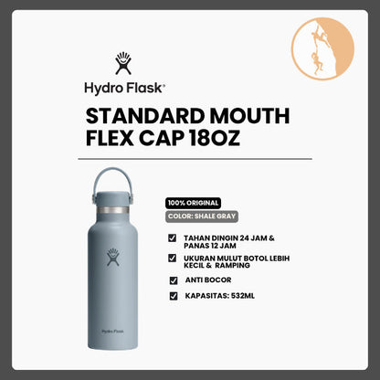 Botol Minum/Tumbler Ringan - Hydro Flask Standard Mouth Flex Cap 18oz/532ml (Shale Gray)