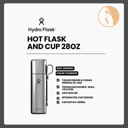 Botol Minum/Tumbler/Termos - Hydro Flask Hot Flask and Cup 28oz/828ml (Stainless)