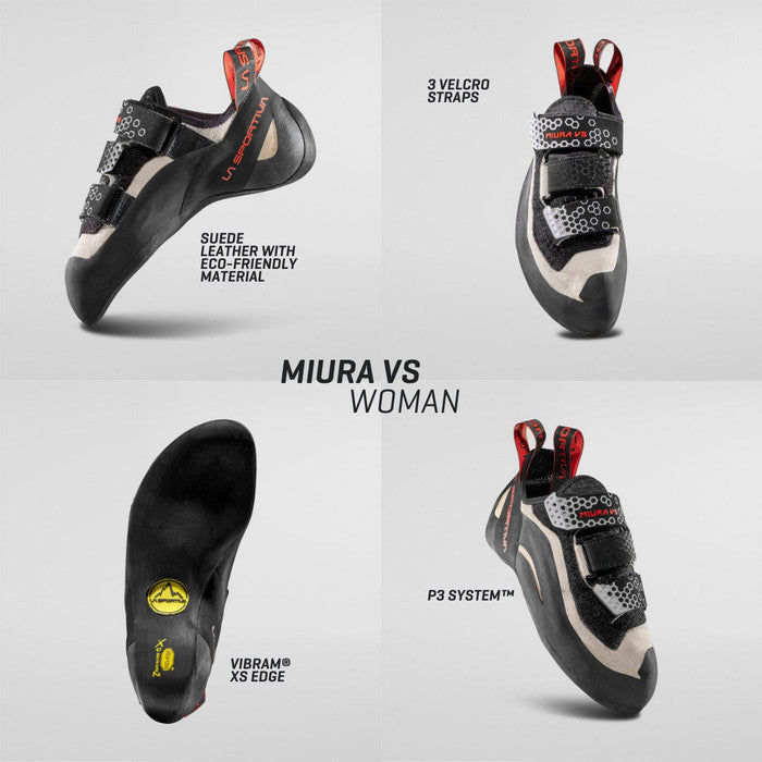 Sepatu Climbing / Panjat Tebing Wanita - La Sportiva Miura VS Woman (New Model) White/Cherry Tomato