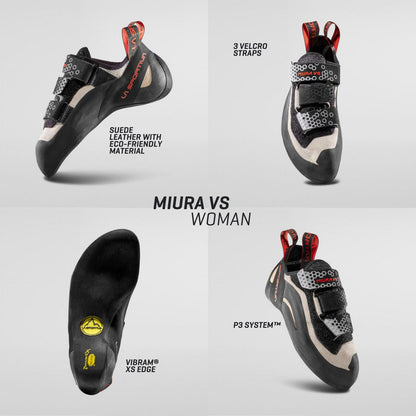 Sepatu Climbing / Panjat Tebing Wanita - La Sportiva Miura VS Woman (New Model) White/Cherry Tomato