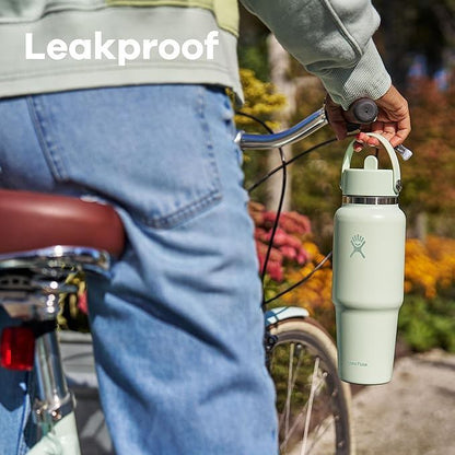 Botol Minum/Tumbler Berpergian - Hydro Flask Wide Mouth Flex Straw Cap Travel Bottle 32oz (Capri Blue)
