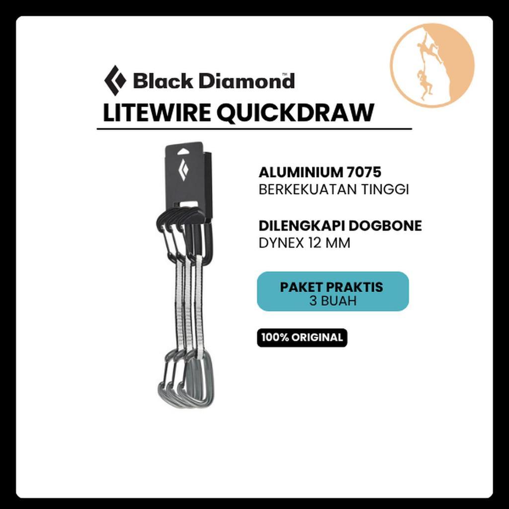 Black Diamond LiteWire Quickdraw 16cm 3-Pack / Carabiner Panjat