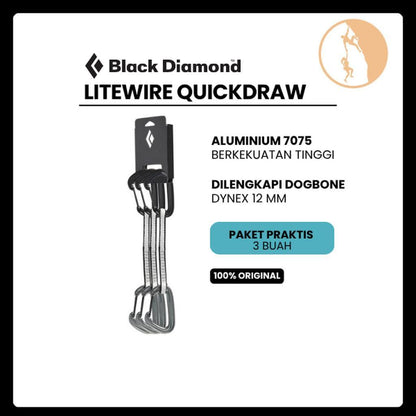 Black Diamond LiteWire Quickdraw 16cm 3-Pack / Carabiner Panjat