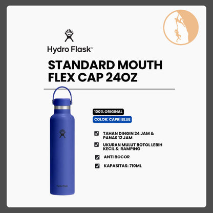 Botol Minum/Tumbler Ringan - Hydro Flask Standard Mouth Flex Cap 24oz/710ml (Capri Blue)