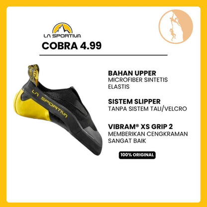 La Sportiva Cobra 4.99 (Black/Yellow) - Sepatu Panjat Speed Climbing/World Champion/Olympic Climbing