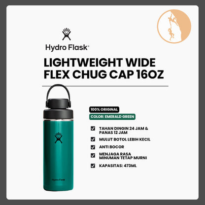 Botol Minum/Tumbler Stainless Steel - Hydro Flask Lightweight Wide Flex Chug Cap 16oz/473ml (Emerald Green)