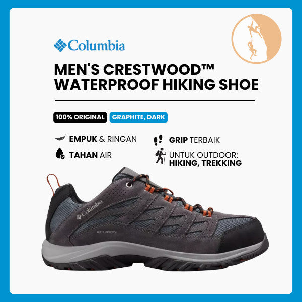 Sepatu Gunung/Trekking/Hiking Pria - Columbia Men's Crestwood™ Low-Cut Waterproof Walking Shoes (Graphite, Dark)