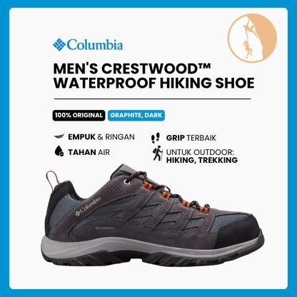 Sepatu Gunung/Trekking/Hiking Pria - Columbia Men's Crestwood™ Low-Cut Waterproof Walking Shoes (Graphite, Dark)