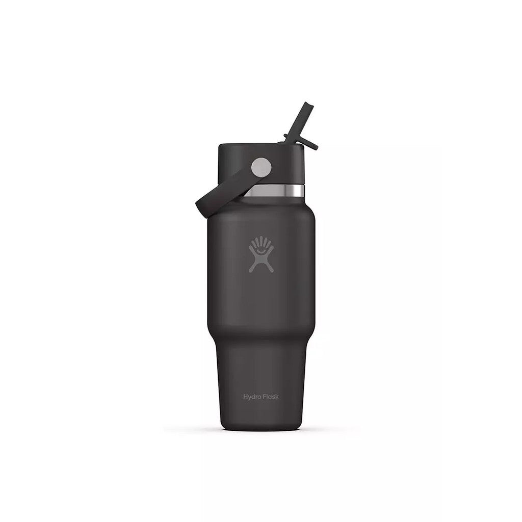 Botol Minum/Tumbler Berpergian - Hydro Flask Wide Mouth Flex Straw Cap Travel Bottle 24oz (Black 2.0)