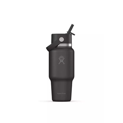 Botol Minum/Tumbler Berpergian - Hydro Flask Wide Mouth Flex Straw Cap Travel Bottle 24oz (Black 2.0)