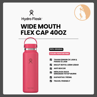 Botol Minum/Tumbler Stainless Steel - Hydro Flask Wide Mouth Flex Cap 40oz/1183ml (Popstar Pink)