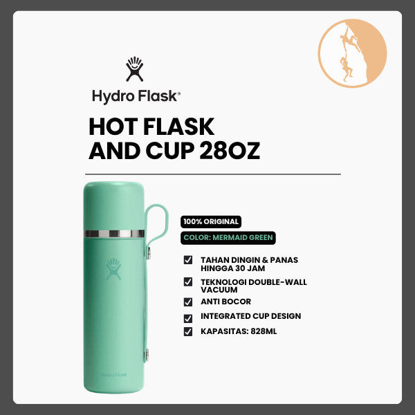 Botol Minum/Tumbler/Termos - Hydro Flask Hot Flask and Cup 28oz/828ml (Mermaid Green)