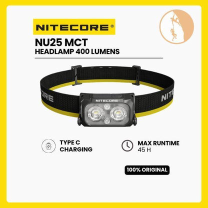 Nitecore Headlamp NU25 MCT 700mAh 400 Lumens - Black