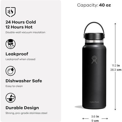 Botol Minum/Tumbler Stainless Steel - Hydro Flask Wide Mouth Flex Cap 40oz/1183ml (Mermaid Green)