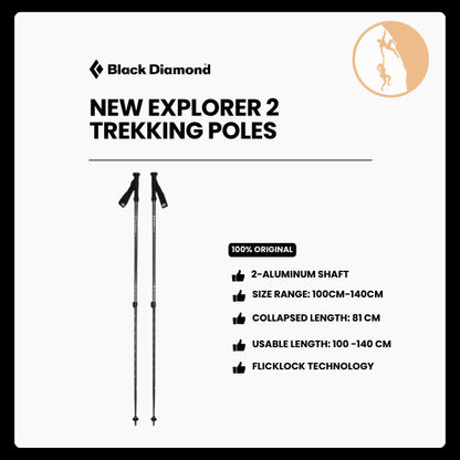 Black Diamond New Explorer 2 Trekking Poles (Ink Blue) - Tongkat Gunung