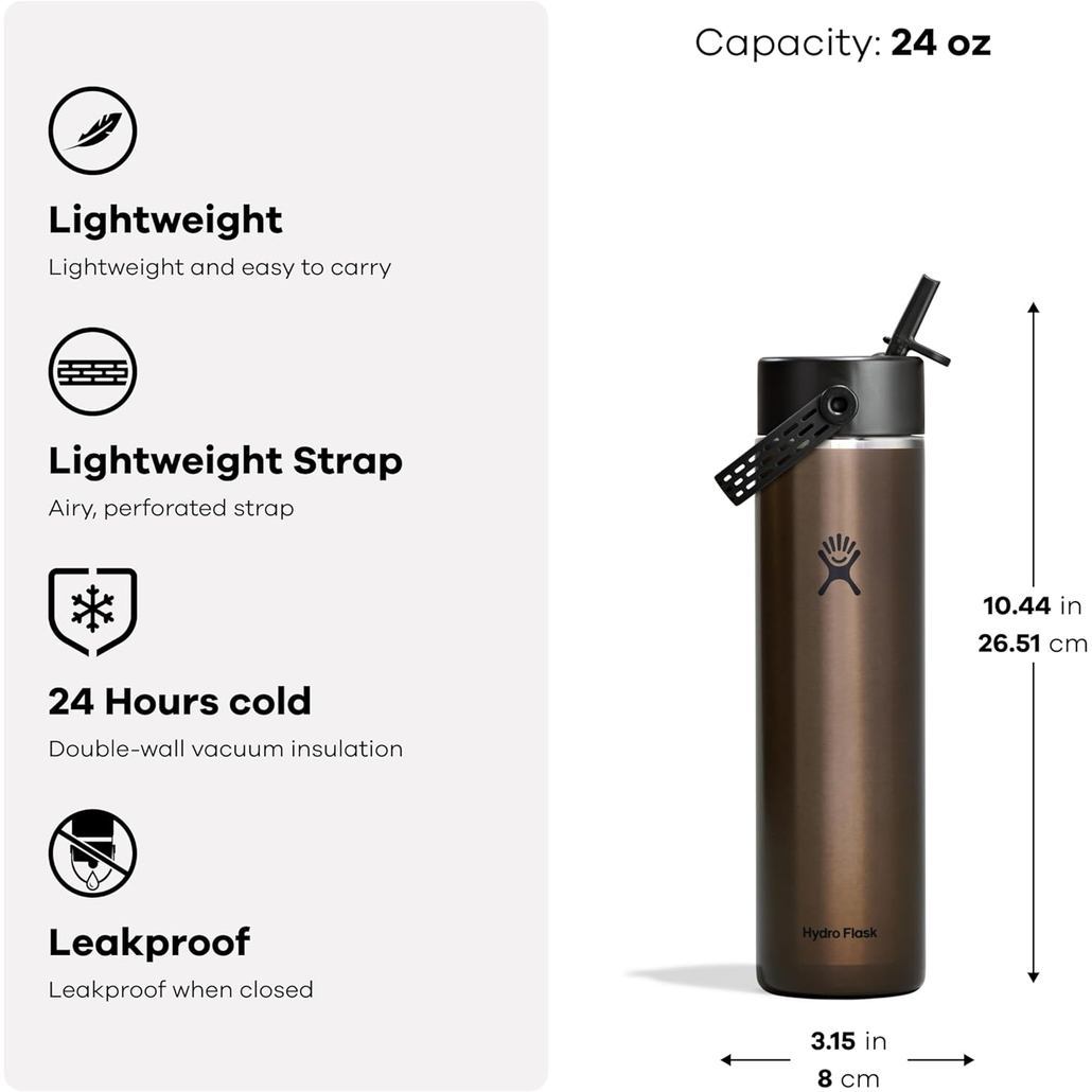 Botol Minum/Tumbler Ringan - Hydro Flask Lightweight Wide Mouth Flex Straw Cap 24oz/709ml (Garnet Red)