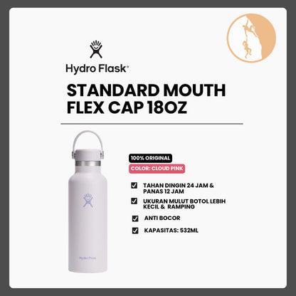 Botol Minum/Tumbler Ringan - Hydro Flask Standard Mouth Flex Cap 18oz/532ml (Cloud Pink)