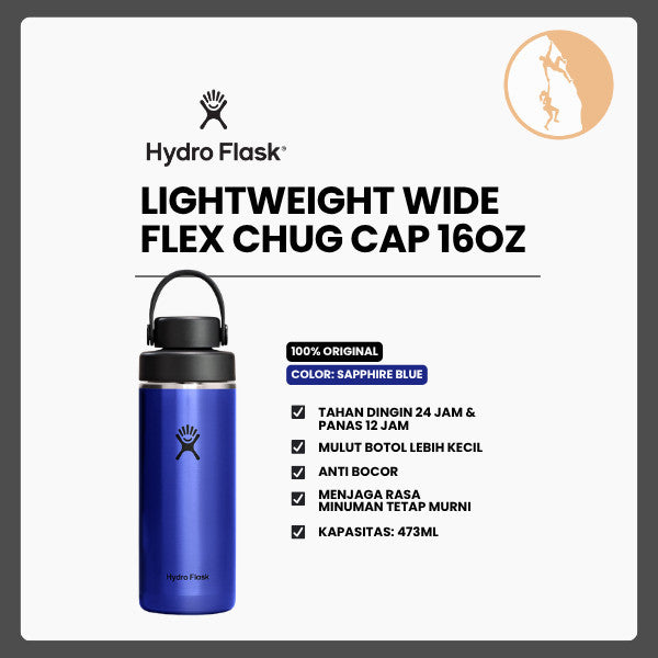 Botol Minum/Tumbler Stainless Steel - Hydro Flask Lightweight Wide Flex Chug Cap 16oz/473ml (Blue Sapphire)