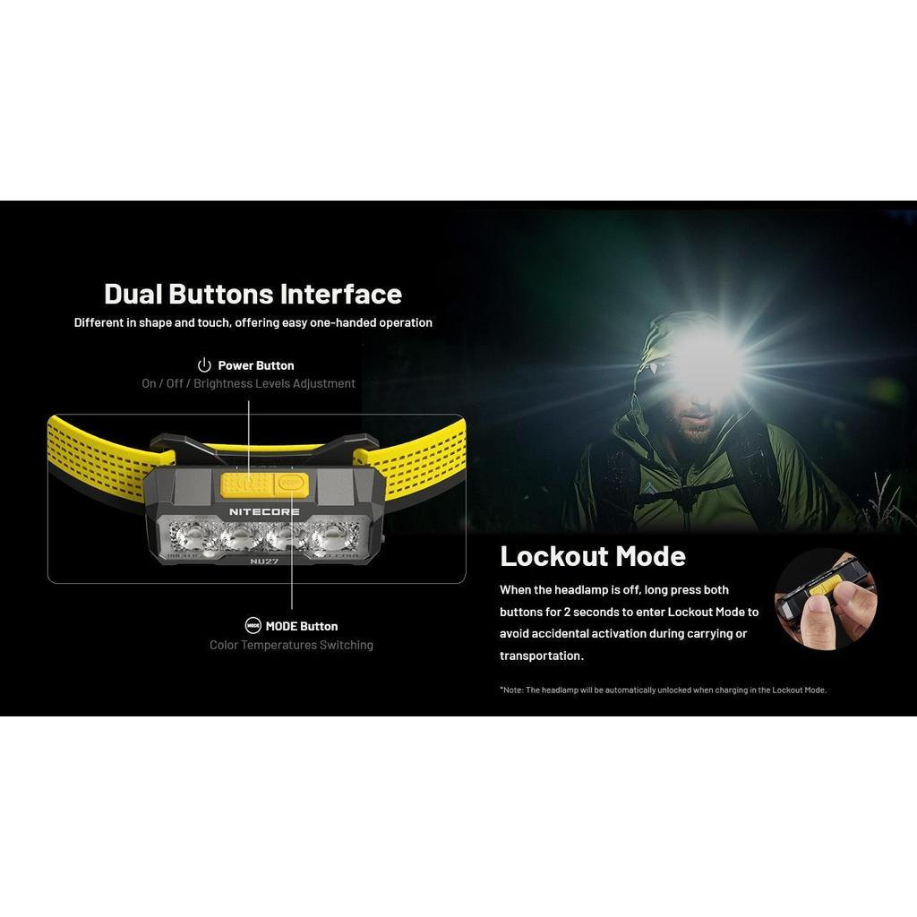 Nitecore Headlamp NITECORE NU27 600 Lumens - Black/Yellow