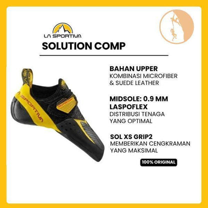 Sepatu Panjat Tebing - La Sportiva Solution Comp (Black/Yellow) - Bouldering/Indoor/Sport Climbing
