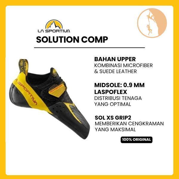 La Sportiva Solution Comp (Black/Yellow) - Sepatu Panjat Tebing/Bouldering/Indoor/Sport Climbing