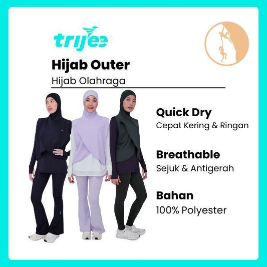 Trijee ES Hijab Outer - Hijab Lari/Olahraga