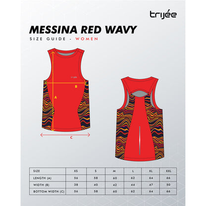 Trijee  Messina II (Red Wavy) - Women Racerback /Tank Top/Jersey Sleeveless