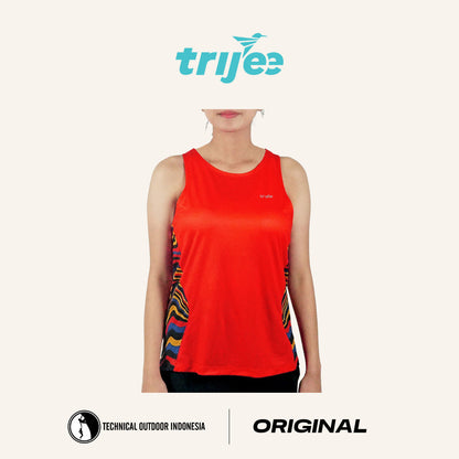Trijee  Messina II (Red Wavy) - Women Racerback /Tank Top/Jersey Sleeveless