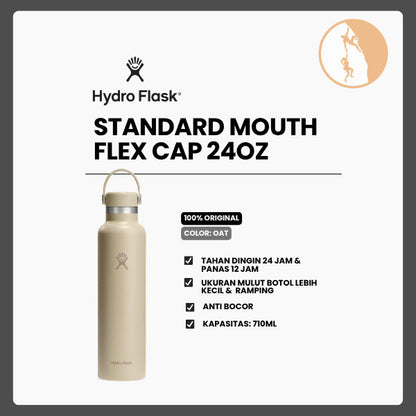Botol Minum/Tumbler Ringan - Hydro Flask Standard Mouth Flex Cap 24oz/710ml (Oat)
