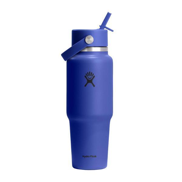 Botol Minum/Tumbler Berpergian - Hydro Flask Wide Mouth Flex Straw Cap Travel Bottle 32oz (Capri Blue)
